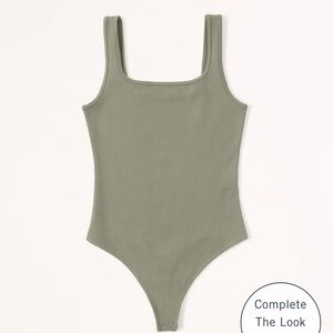Ribbed olive bodysuit